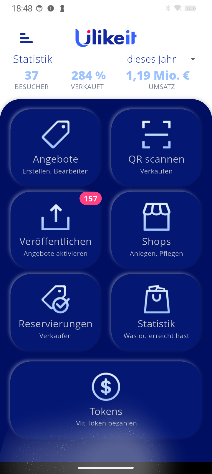 U Like It Händler-App: Dashboard