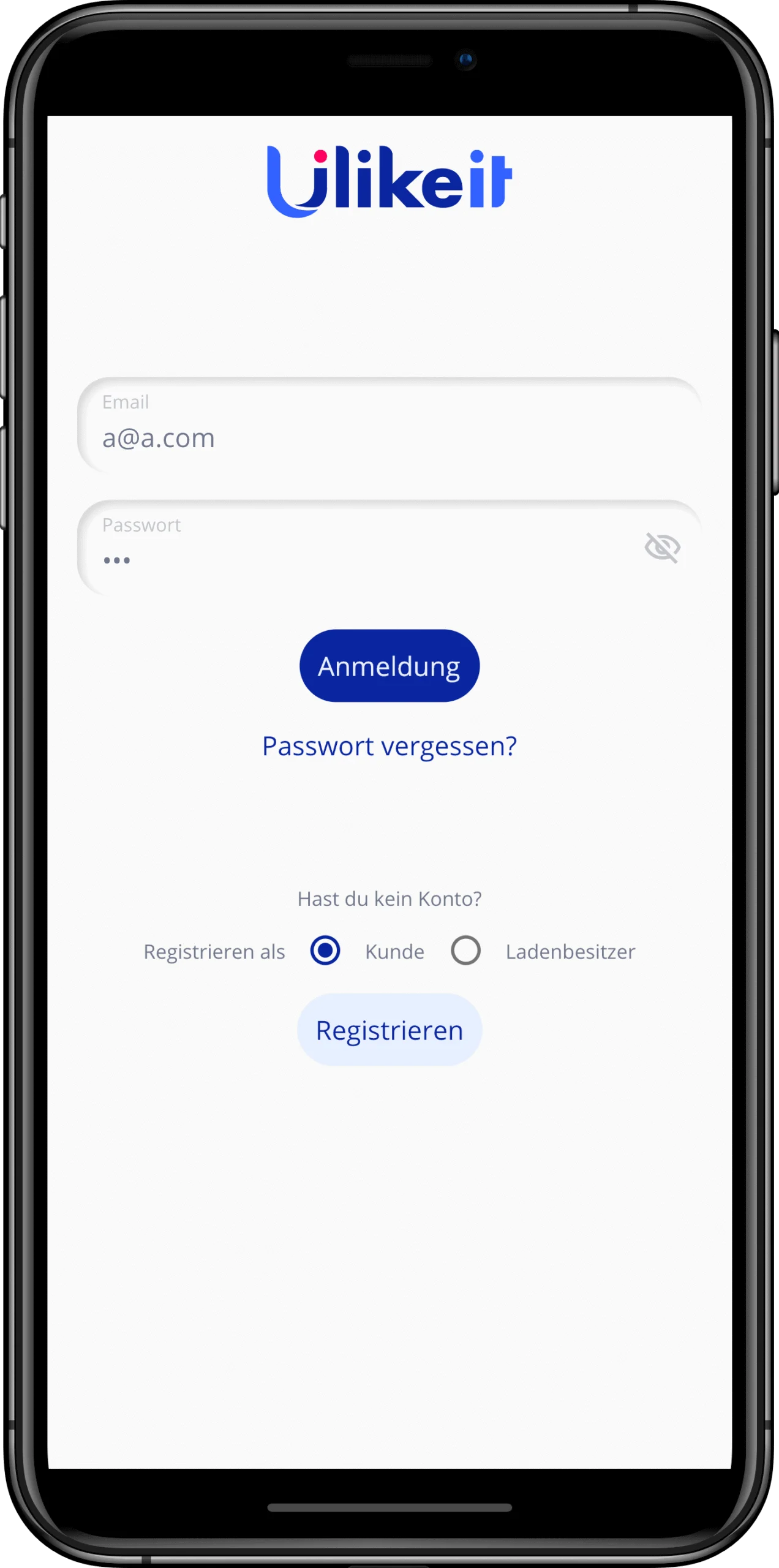 U-like-it Login Screen